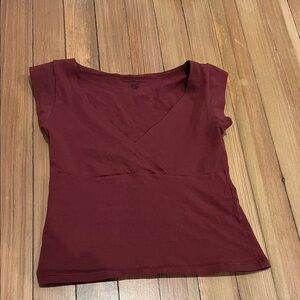 Burgundy Brandy Melville V-Neck Top